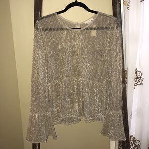 Sheer bell sleeve blouse. Never worn & super cute!